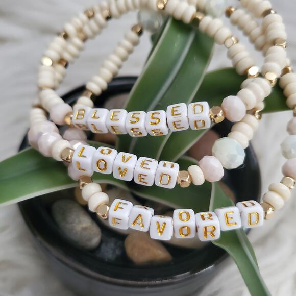 Hand Crafted Encouragement Statement Beaded Inspiration Bracelet Set - Picture 2 of 5